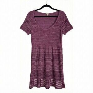 Retro Target Purple Knit Midi Dress XXL | Soft Stretch Short Sleeve Dress